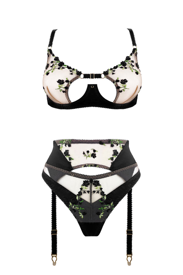 Charlotte Silk Noir Suspender