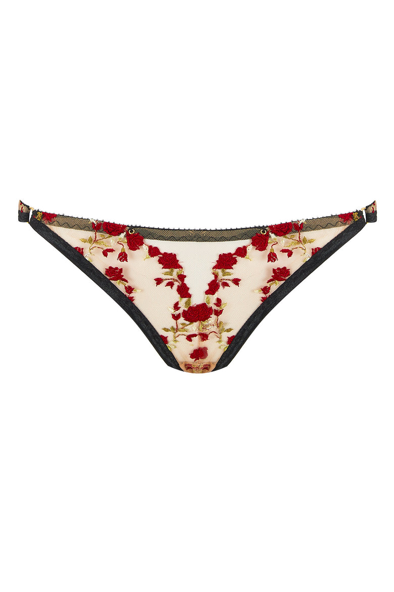 Charlotte Brief Red Rose Lingerie Embroidery Set