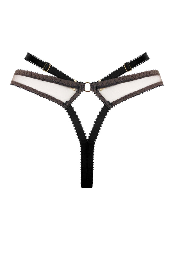 Charlotte Silk Noir Thong