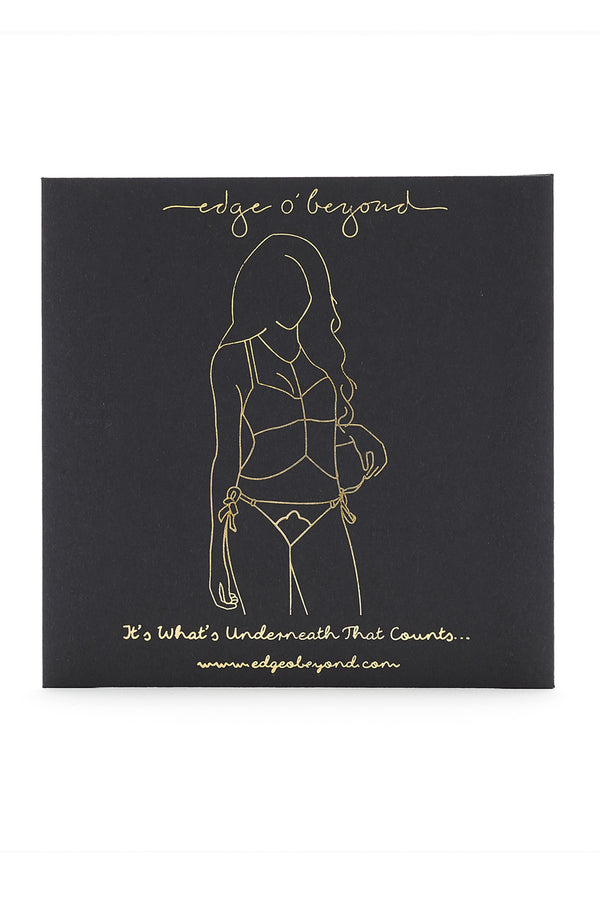 Edge o’ Beyond Michael is an 18 carat gold dipped necklace which enhances our lingerie pieces. The perfect lingerie shopping addition our gold jewellery is truly special. Packaging view